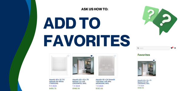 Collage of bath room showers with text to add to favorites